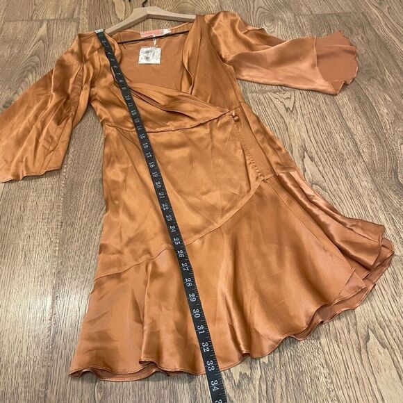 NWT Free People Strike a Pose Feminine Romantic Silk Dress Perpetual Sunset 0 - Picture 12 of 13